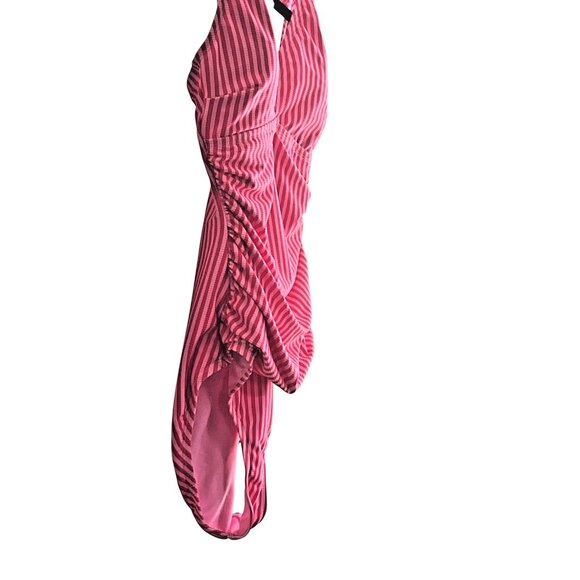 Ellen Tracy Swimsuit Orange Pink Striped Sz 6 One Piece Ruched Lined Padded Cups - Picture 5 of 15